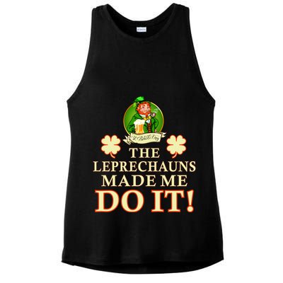 The Leprechauns Made Me Do It Funny Irish St Patrick's Day Ladies PosiCharge Tri-Blend Wicking Tank