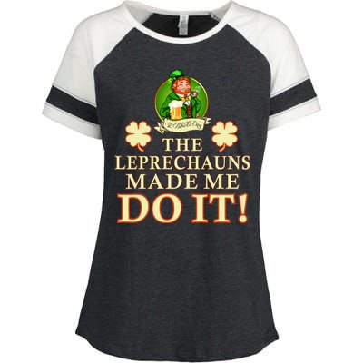 The Leprechauns Made Me Do It Funny Irish St Patrick's Day Enza Ladies Jersey Colorblock Tee