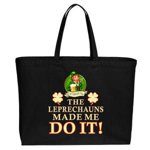 The Leprechauns Made Me Do It Funny Irish St Patrick's Day Cotton Canvas Jumbo Tote