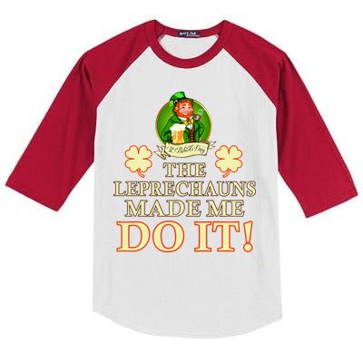 The Leprechauns Made Me Do It Funny Irish St Patrick's Day Kids Colorblock Raglan Jersey