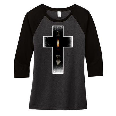 The light of the world Women's Tri-Blend 3/4-Sleeve Raglan Shirt