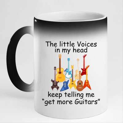 The Little Voices In My Head Say Get More Guitars 11oz Black Color Changing Mug