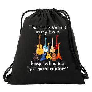 The Little Voices In My Head Say Get More Guitars Drawstring Bag