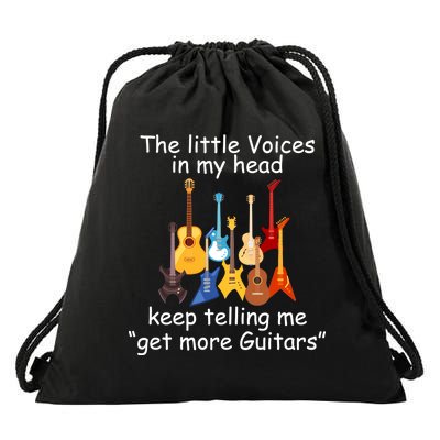 The Little Voices In My Head Say Get More Guitars Drawstring Bag