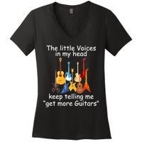 The Little Voices In My Head Say Get More Guitars Women's V-Neck T-Shirt