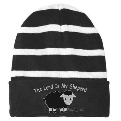 The Lord Is My Shepherd Striped Beanie with Solid Band