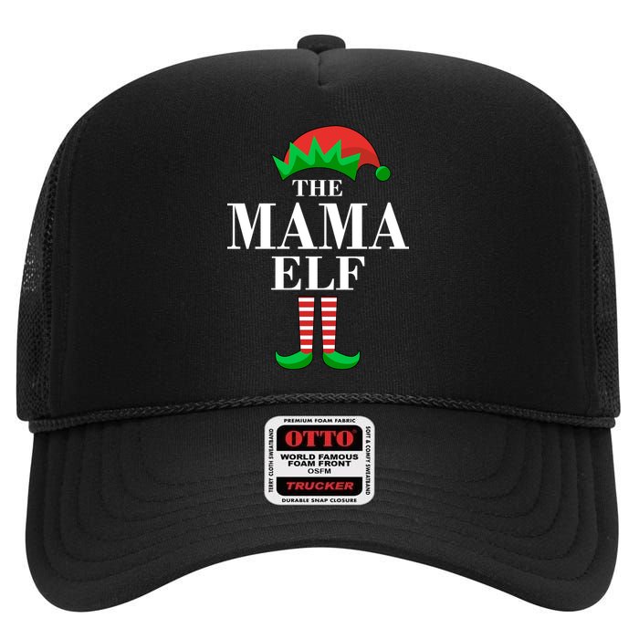 The Mama Elf Family Matching Christmas High Crown Mesh Back Trucker Hat