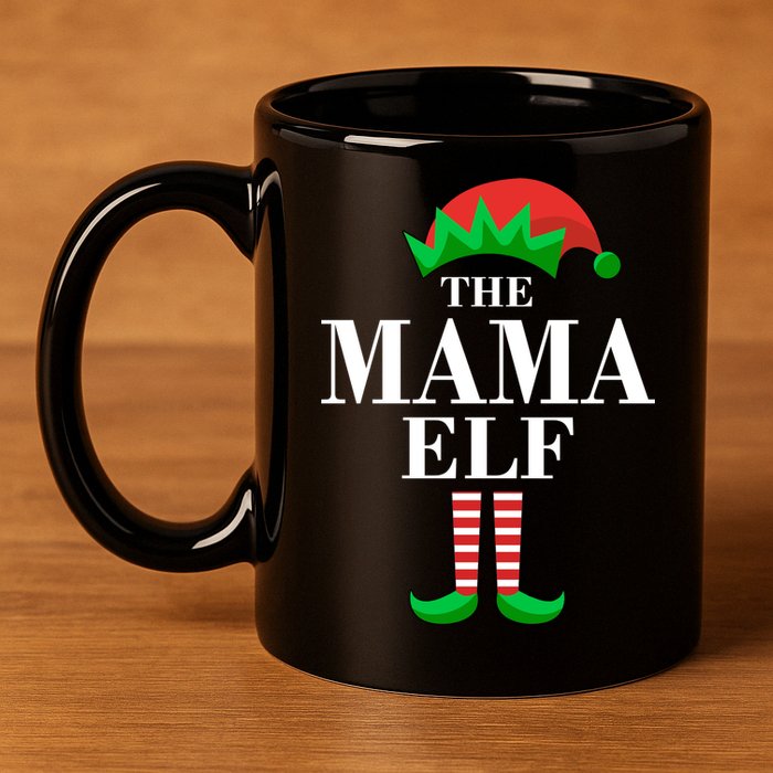 The Mama Elf Family Matching Christmas 11oz C Handle Ceramic Mug