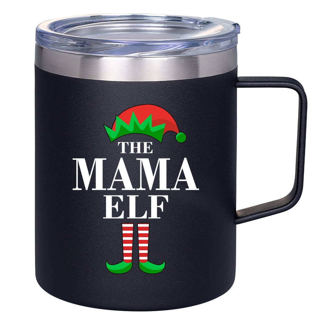 The Mama Elf Family Matching Christmas 12oz Stainless Steel Coffee Mug