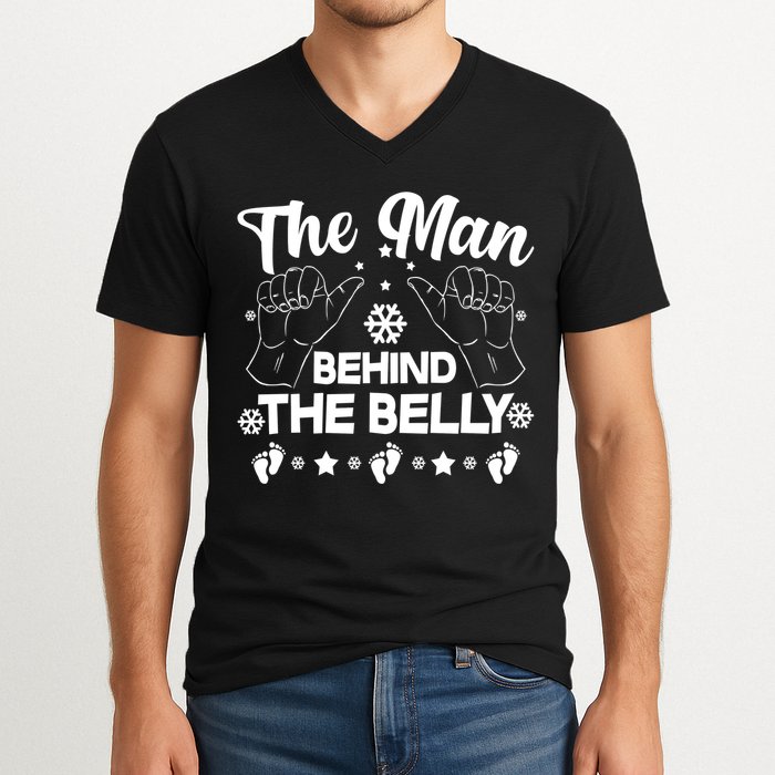 The Man Behind The Belly New Dad V-Neck T-Shirt