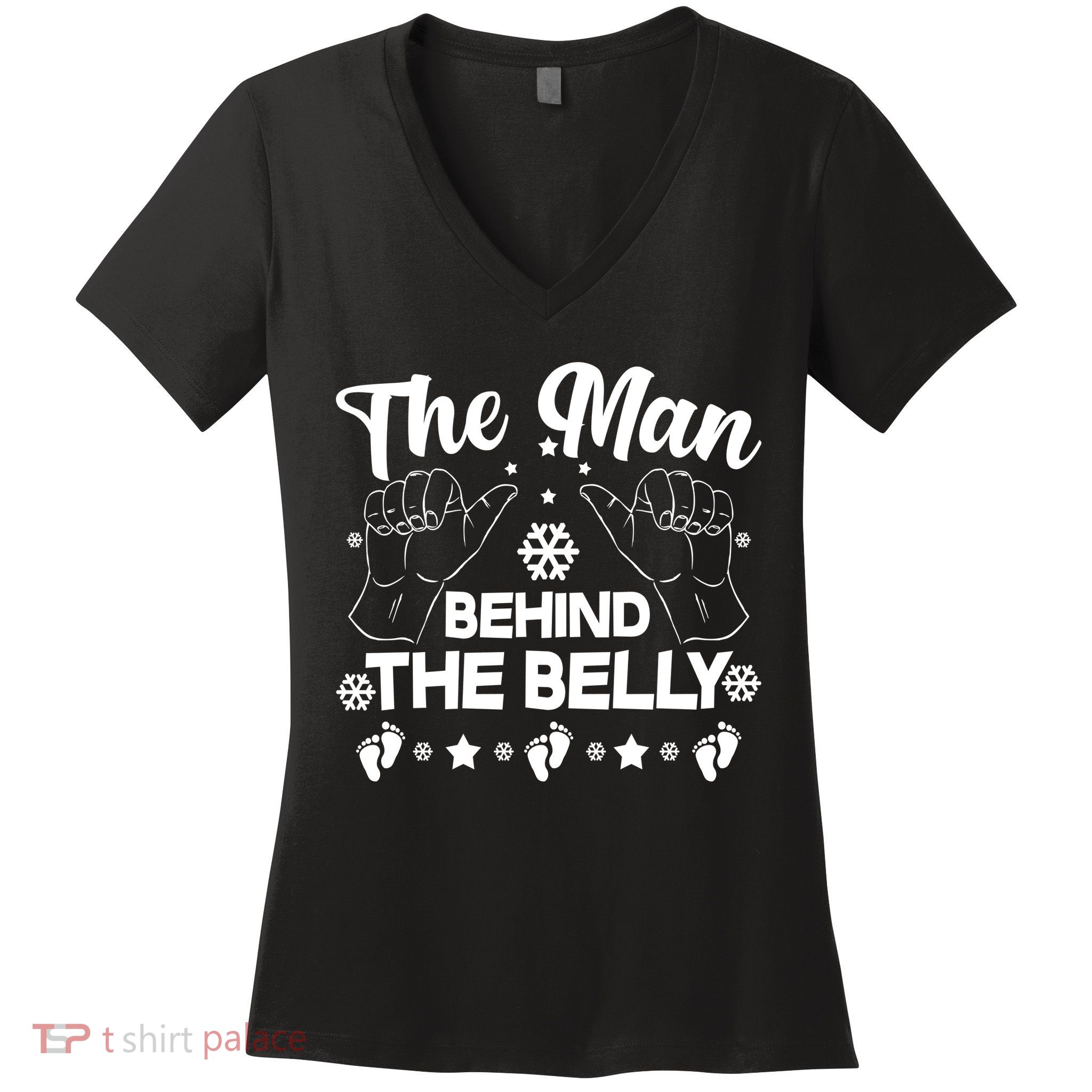 The Man Behind The Belly New Dad Women's V-Neck T-Shirt