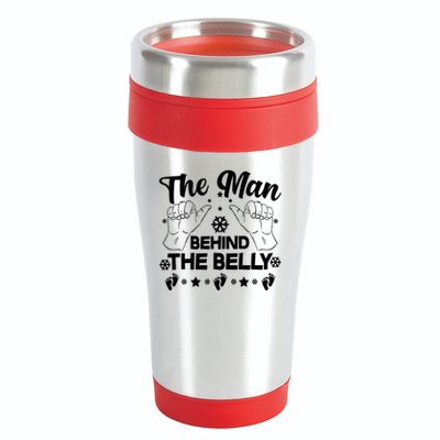 The Man Behind The Belly New Dad 16oz Travel Tumbler