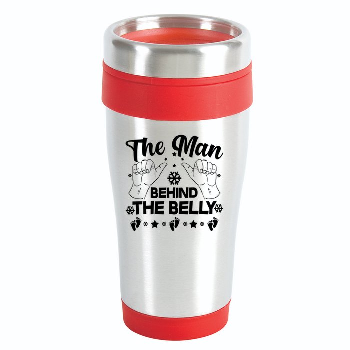The Man Behind The Belly New Dad 16oz Travel Tumbler