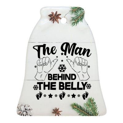 The Man Behind The Belly New Dad Ceramic Bell Ornament