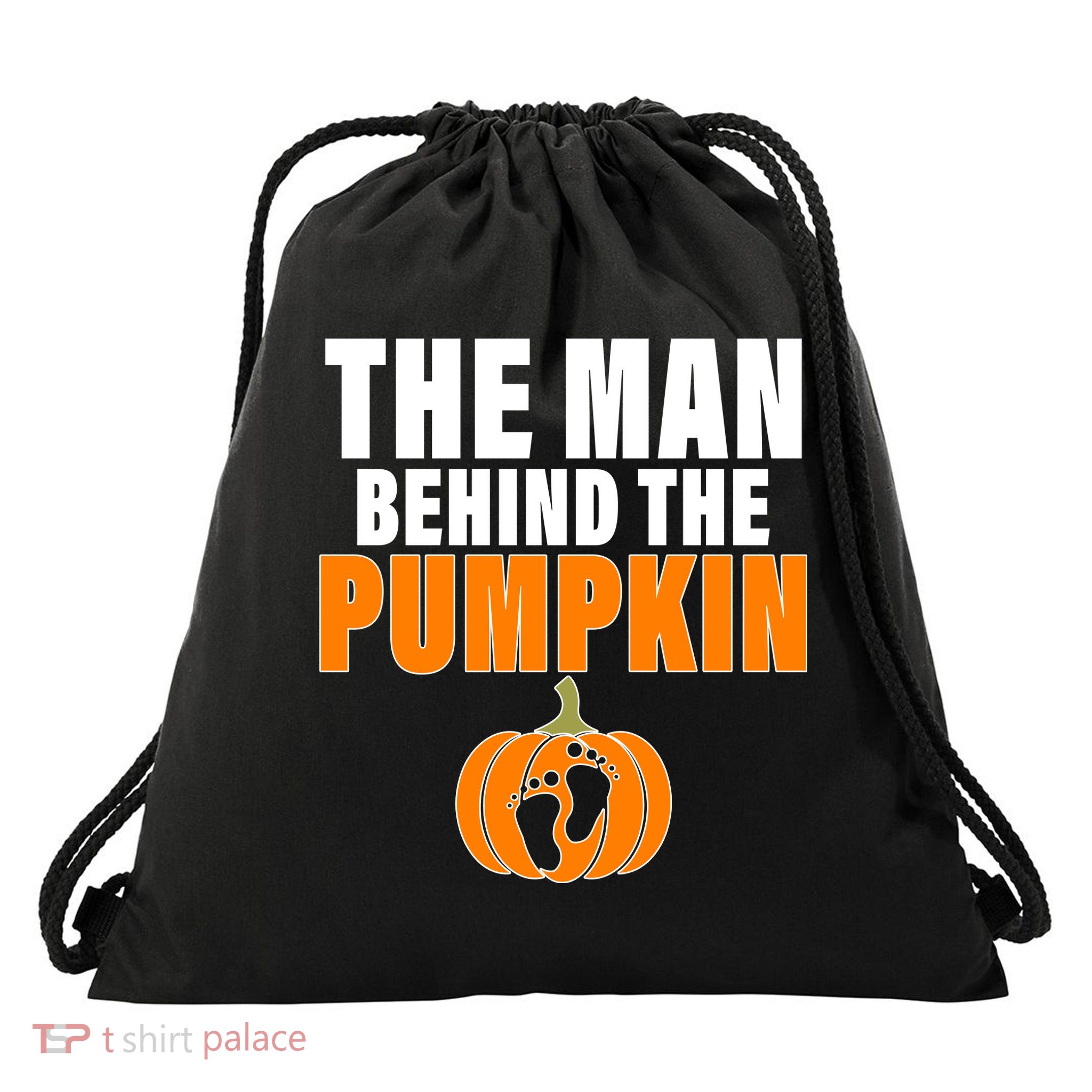The Man Behind The Pumpkin Drawstring Bag