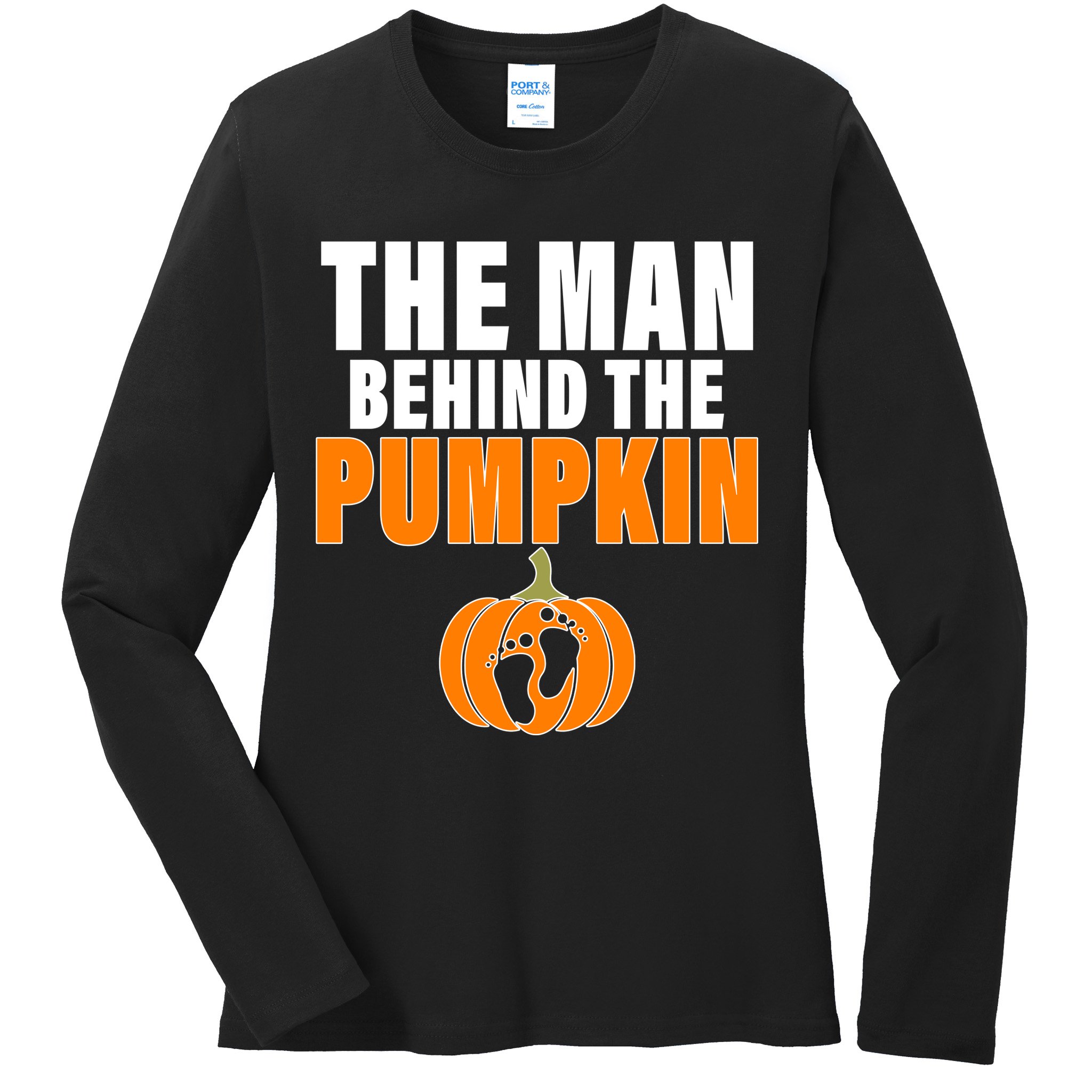 The Man Behind The Pumpkin Ladies Long Sleeve Shirt