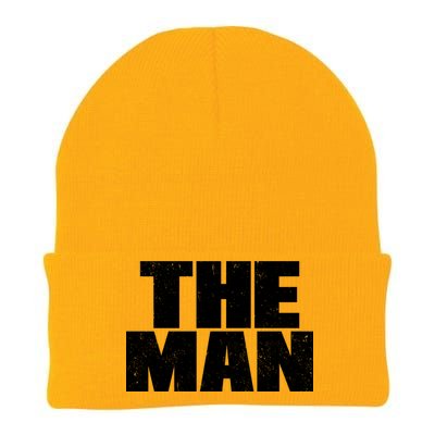 The Man Distressed Logo Knit Cap Winter Beanie