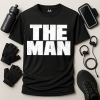 The Man Distressed Logo Cooling Performance Crew T-Shirt