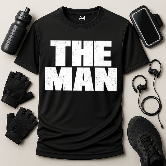 The Man Distressed Logo Cooling Performance Crew T-Shirt