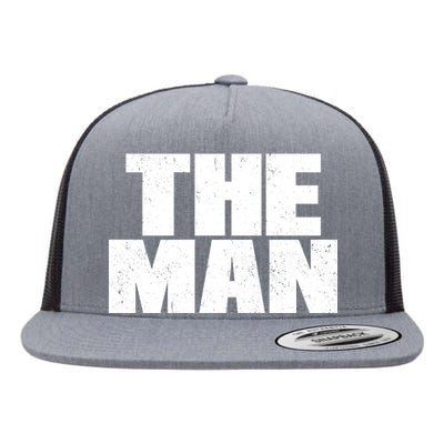 The Man Distressed Logo Flat Bill Trucker Hat