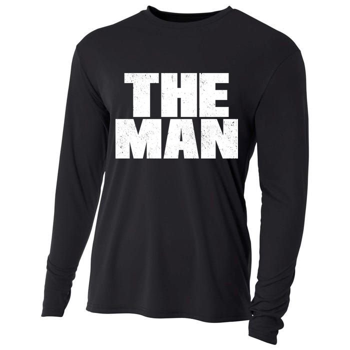 The Man Distressed Logo Cooling Performance Long Sleeve Crew
