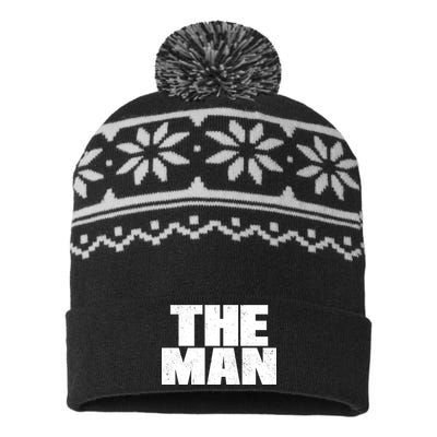 The Man Distressed Logo USA-Made Snowflake Beanie