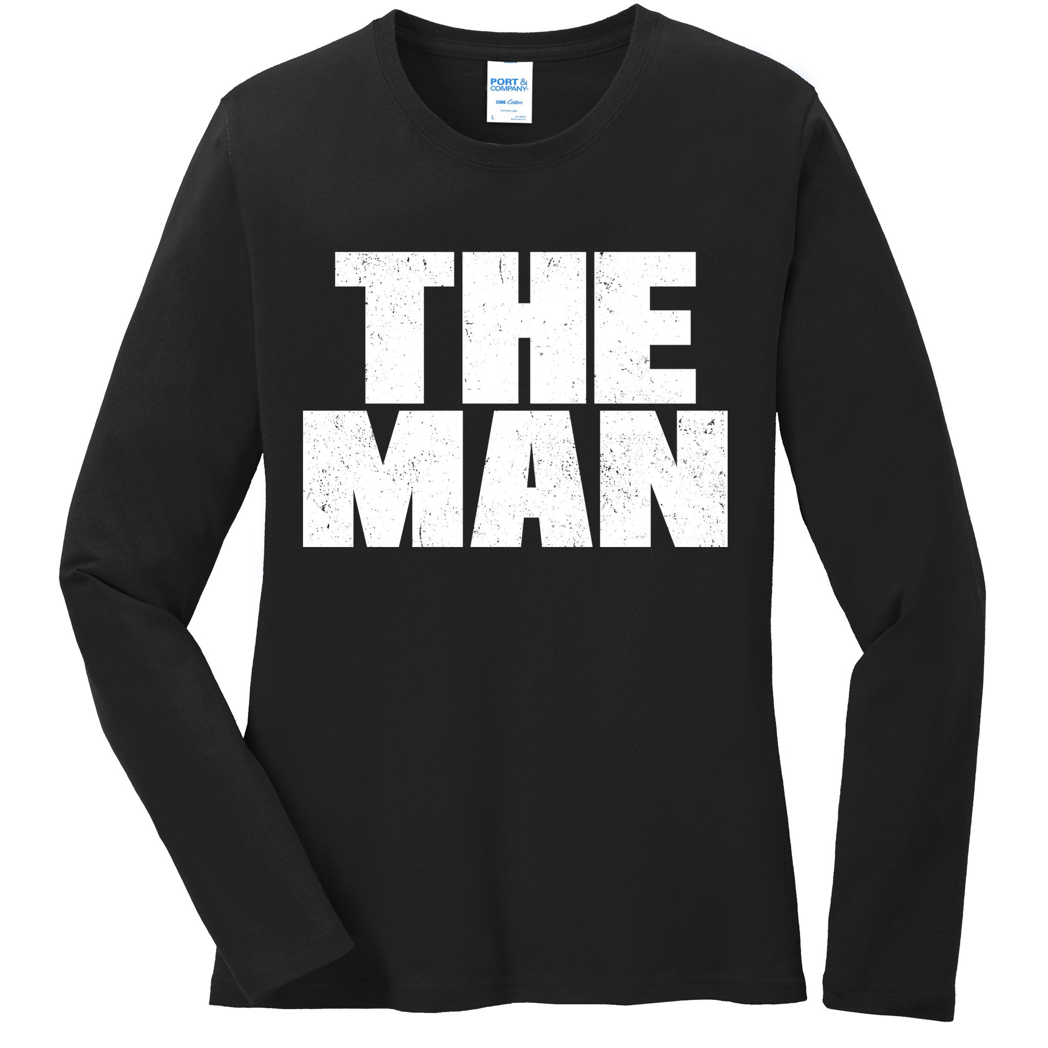 The Man Distressed Logo Ladies Long Sleeve Shirt