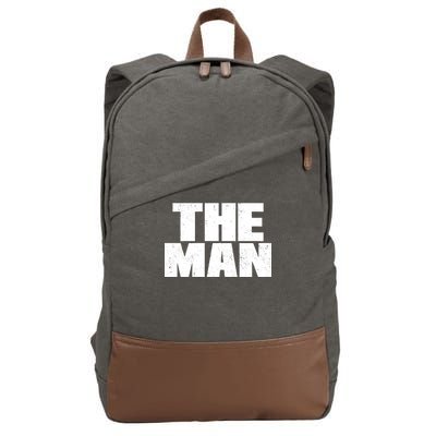 The Man Distressed Logo Cotton Canvas Backpack