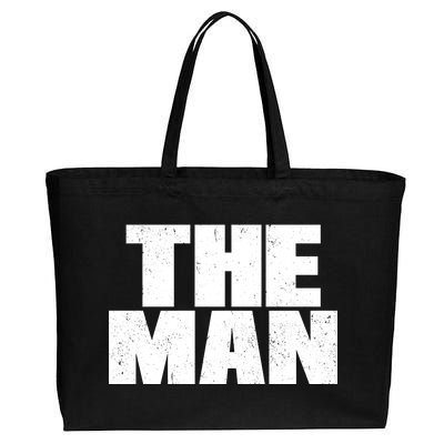 The Man Distressed Logo Cotton Canvas Jumbo Tote