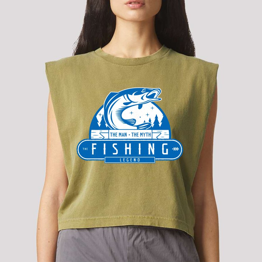 The Man The Myth The Fishing Legend Garment-Dyed Women's Muscle Tee