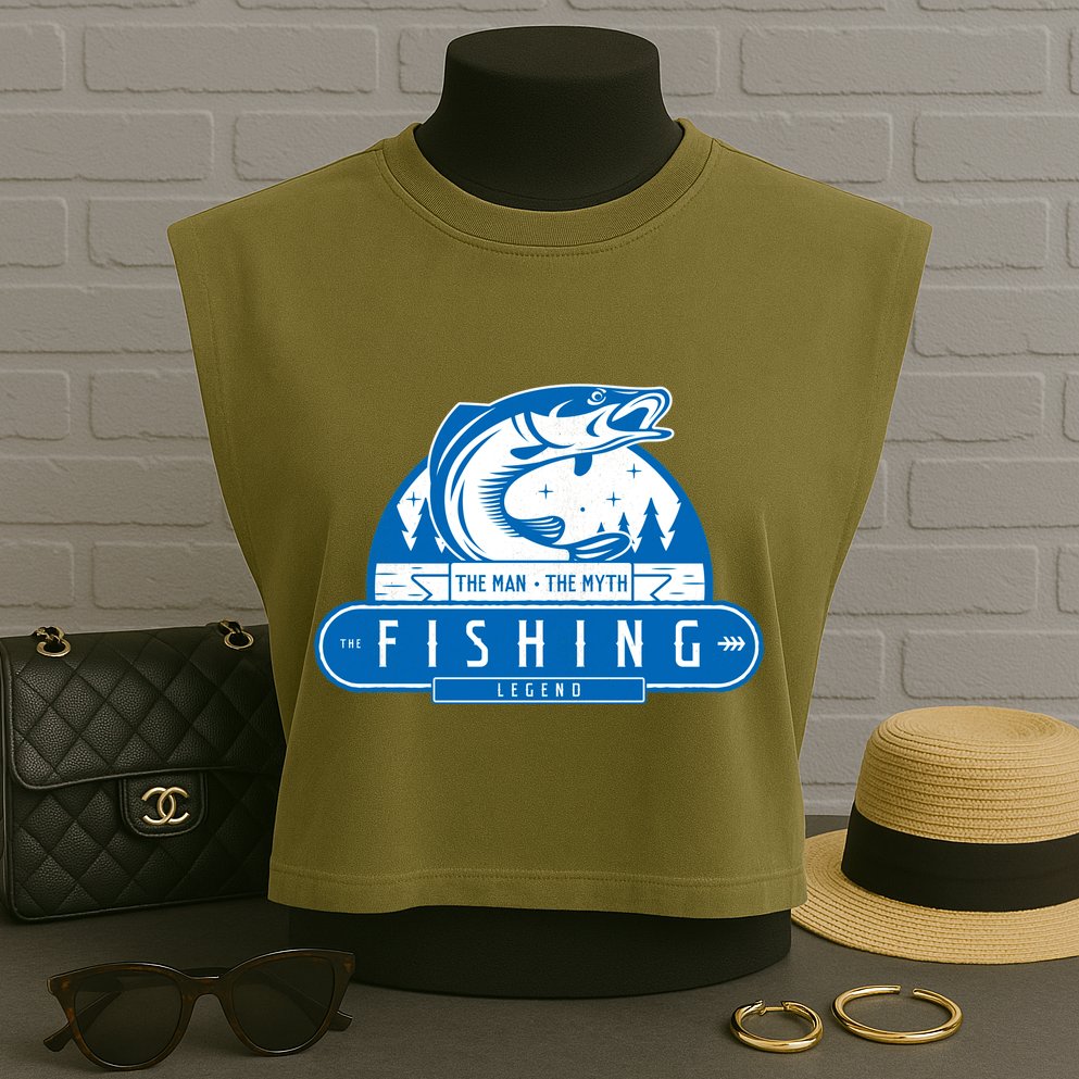 The Man The Myth The Fishing Legend Garment-Dyed Women's Muscle Tee