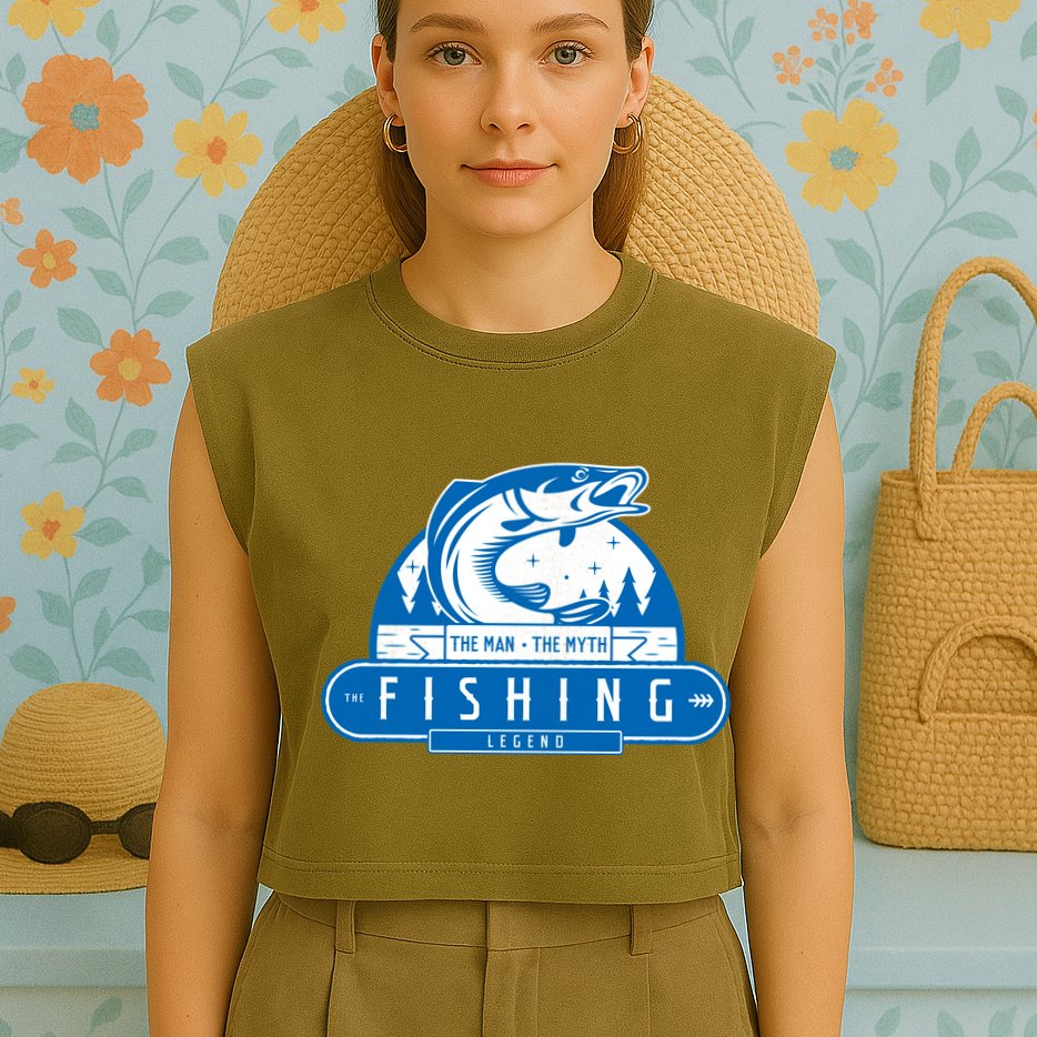 The Man The Myth The Fishing Legend Garment-Dyed Women's Muscle Tee