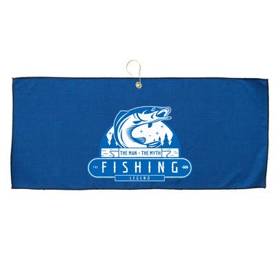 The Man The Myth The Fishing Legend Large Microfiber Waffle Golf Towel