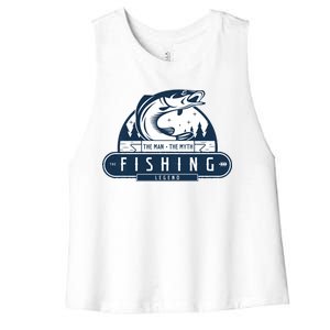 The Man The Myth The Fishing Legend Women's Racerback Cropped Tank