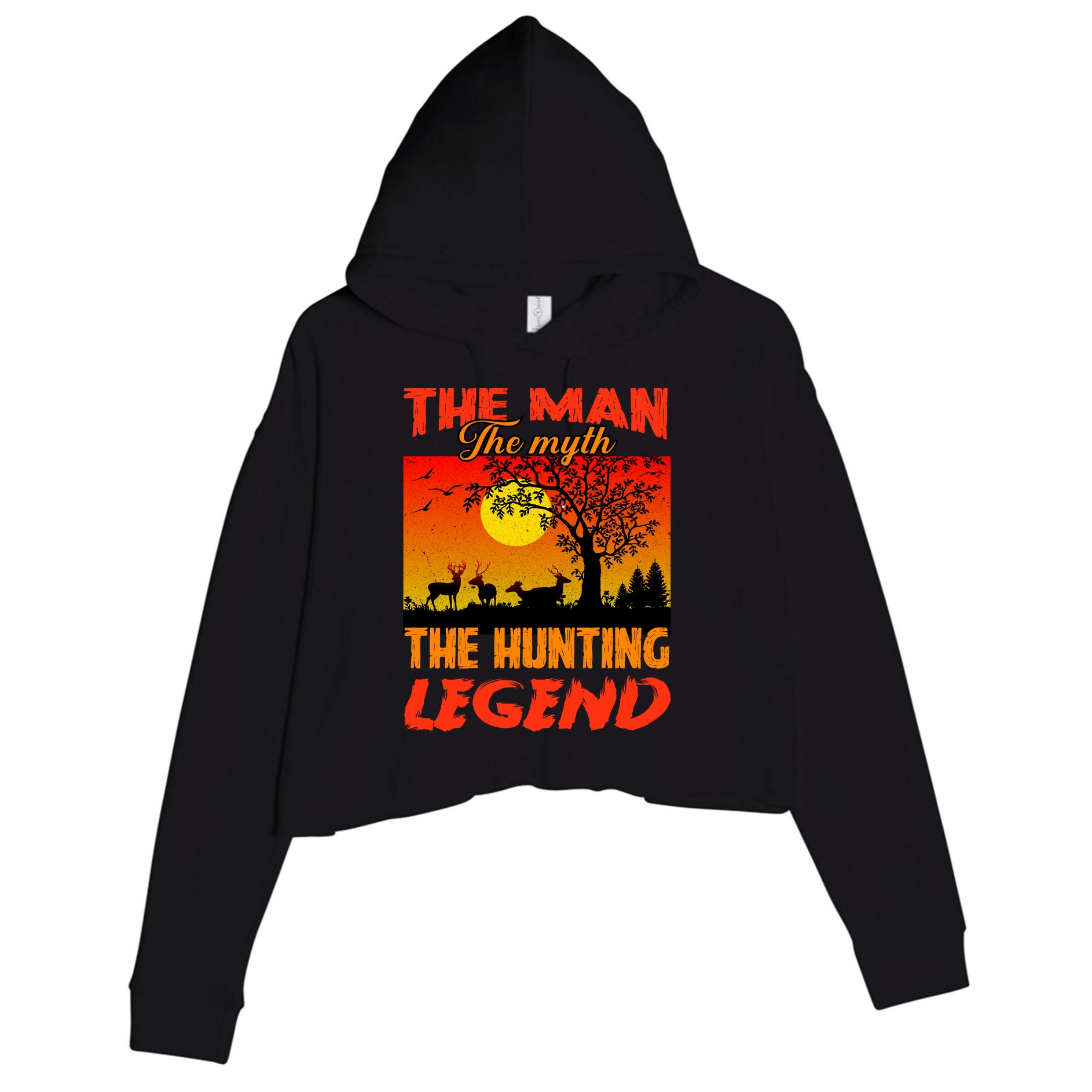 The Man The Myth The Hunting Legend Crop Fleece Hoodie