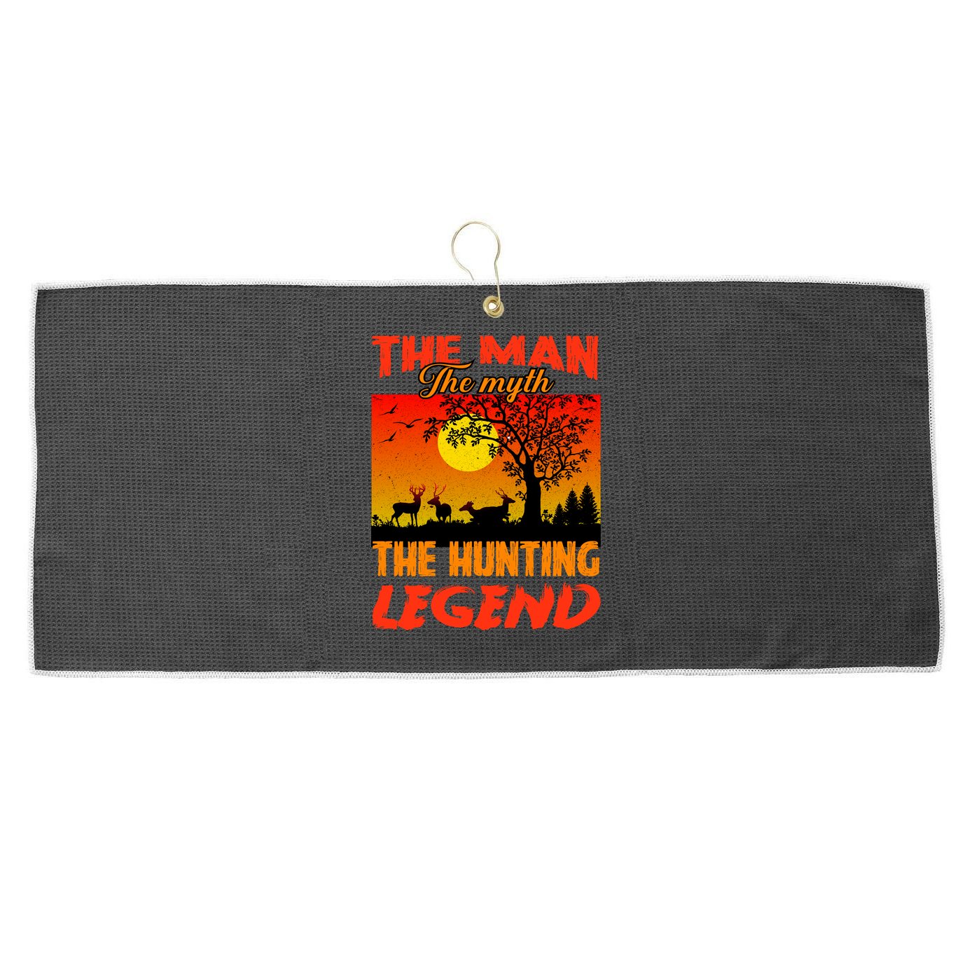 The Man The Myth The Hunting Legend Large Microfiber Waffle Golf Towel