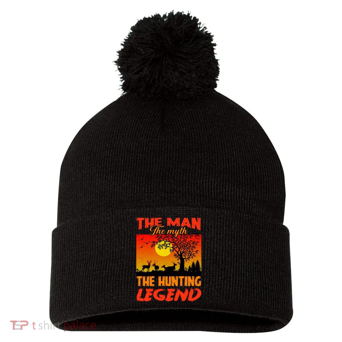 The Man The Myth The Hunting Legend Pom Pom 12in Knit Beanie
