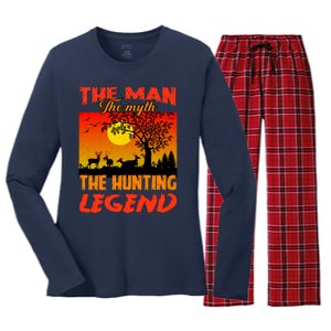 The Man The Myth The Hunting Legend Women's Long Sleeve Flannel Pajama Set 