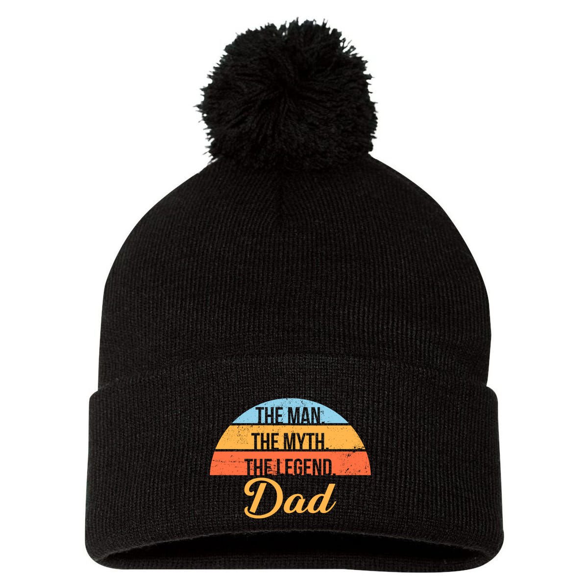 The Man The Myth The Legend Dad Pom Pom 12in Knit Beanie