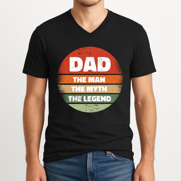 The Man The Myth The Legend Dad Retro V-Neck T-Shirt