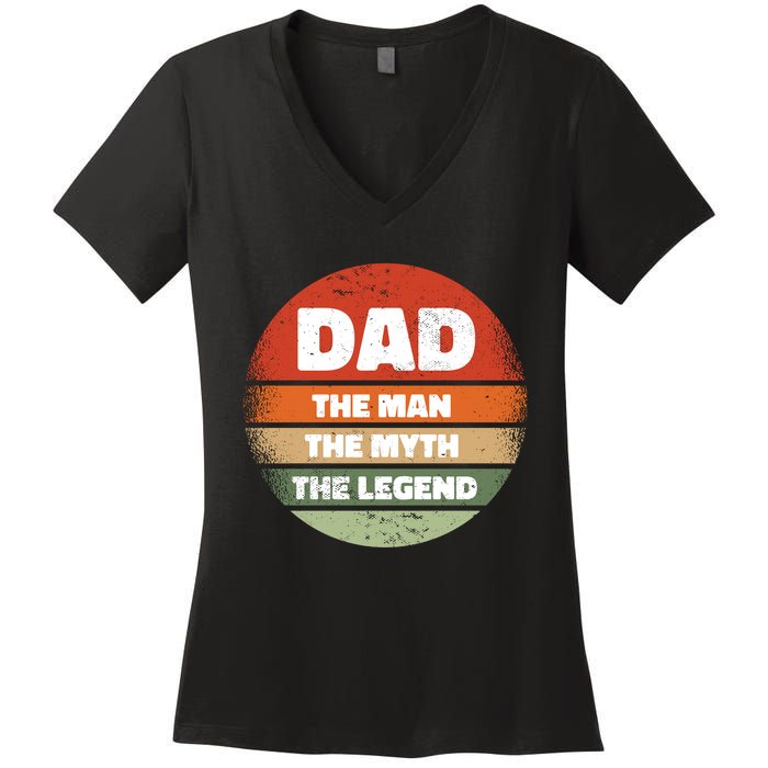The Man The Myth The Legend Dad Retro Women's V-Neck T-Shirt