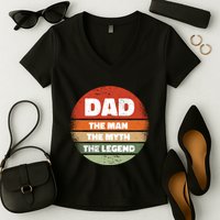 The Man The Myth The Legend Dad Retro Women's V-Neck T-Shirt