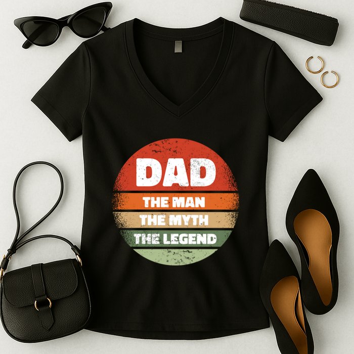 The Man The Myth The Legend Dad Retro Women's V-Neck T-Shirt