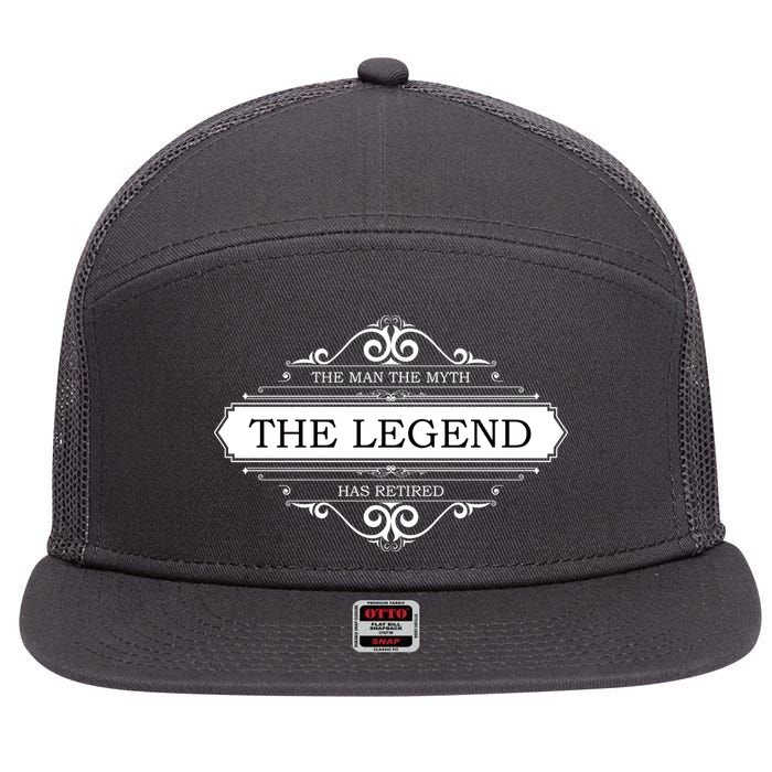 The Man The Myth The Legend Has Retired 7 Panel Mesh Trucker Snapback Hat