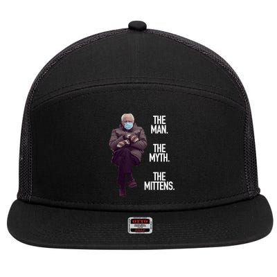 The Man The Myth The Mittens Bernie Meme 7 Panel Mesh Trucker Snapback Hat