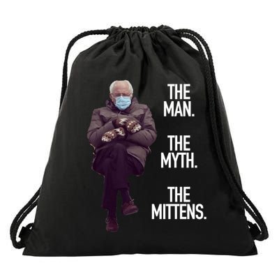 The Man The Myth The Mittens Bernie Meme Drawstring Bag