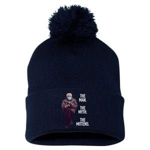 The Man The Myth The Mittens Bernie Meme Pom Pom 12in Knit Beanie