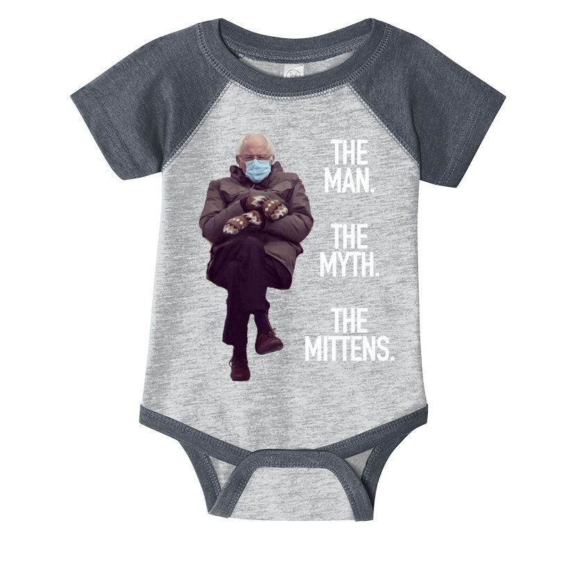 The Man The Myth The Mittens Bernie Meme Infant Baby Jersey Bodysuit