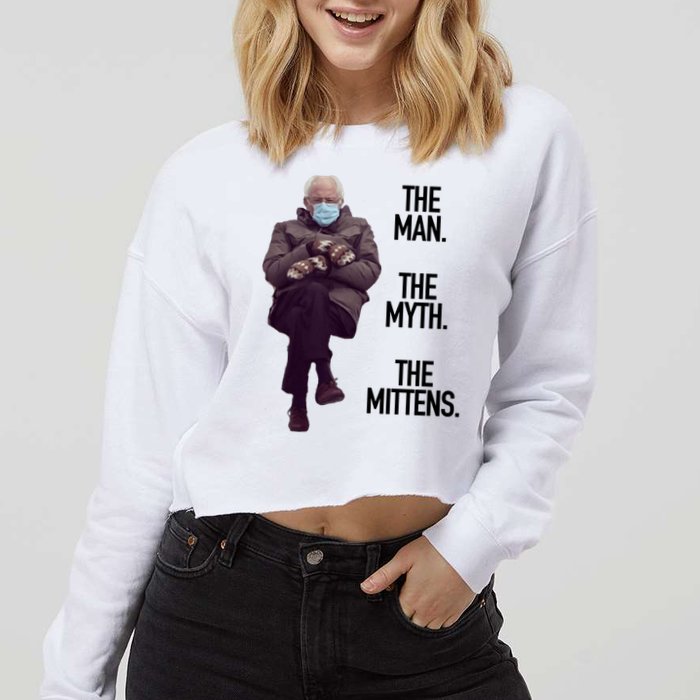 The Man The Myth The Mittens Bernie Meme Cropped Pullover Crew
