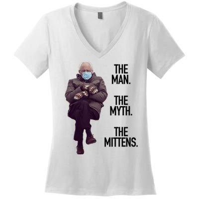 The Man The Myth The Mittens Bernie Meme Women's V-Neck T-Shirt